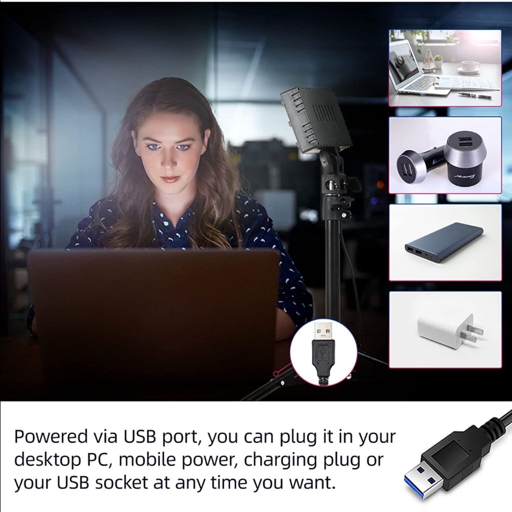 RGB Photography Lighting,USB Powered 2600K-6000K LED Tabletop Light with Stand - Picture 4 of 9